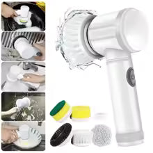 5-in-1 Electric Rotating Scrubber with Replaceable Brush Heads