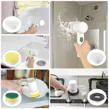 5-in-1 Electric Rotating Scrubber with Replaceable Brush Heads